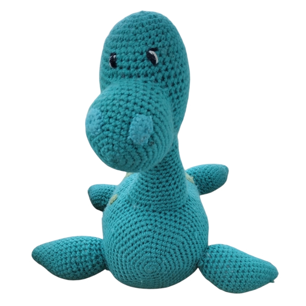 Lock ness monster stuffie large crochet animal in turquoise and green